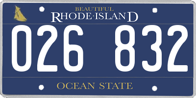 RI license plate 026832