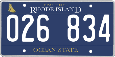 RI license plate 026834