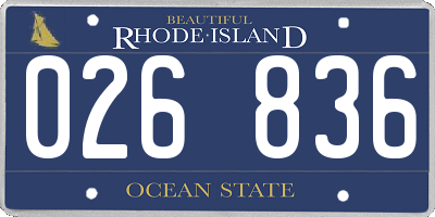 RI license plate 026836