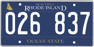 RI license plate 026837