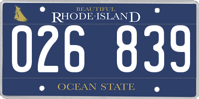 RI license plate 026839