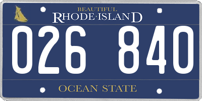 RI license plate 026840