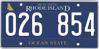 RI license plate 026854