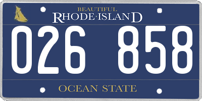 RI license plate 026858