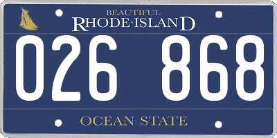 RI license plate 026868