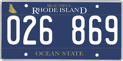 RI license plate 026869