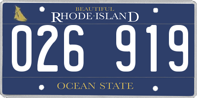 RI license plate 026919