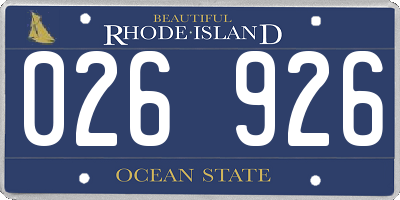 RI license plate 026926