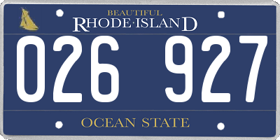 RI license plate 026927