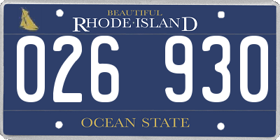 RI license plate 026930