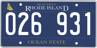 RI license plate 026931