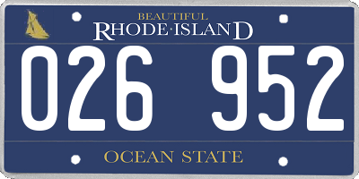 RI license plate 026952