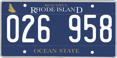 RI license plate 026958