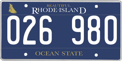 RI license plate 026980