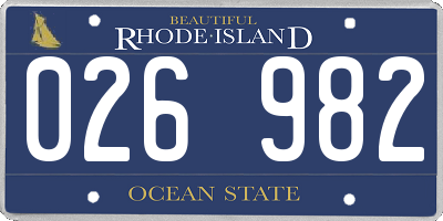 RI license plate 026982