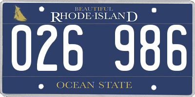 RI license plate 026986