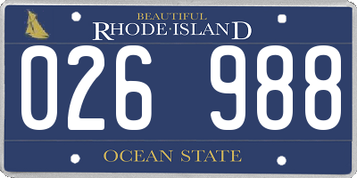 RI license plate 026988