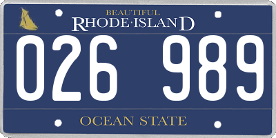 RI license plate 026989