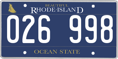 RI license plate 026998