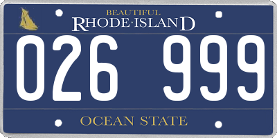 RI license plate 026999