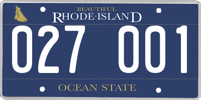 RI license plate 027001