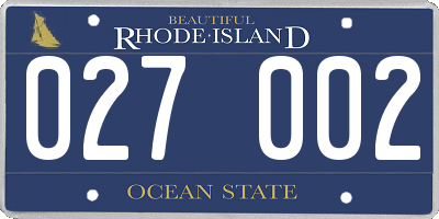 RI license plate 027002