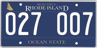 RI license plate 027007