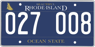 RI license plate 027008