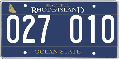 RI license plate 027010