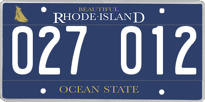 RI license plate 027012