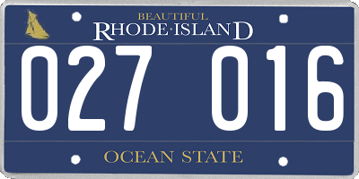 RI license plate 027016
