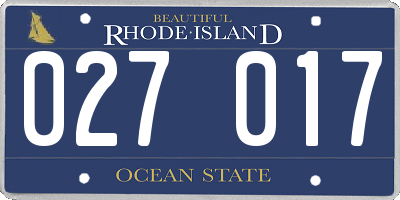 RI license plate 027017