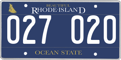 RI license plate 027020