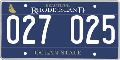 RI license plate 027025