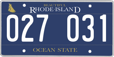 RI license plate 027031