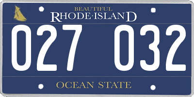 RI license plate 027032