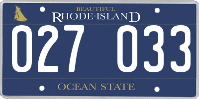 RI license plate 027033