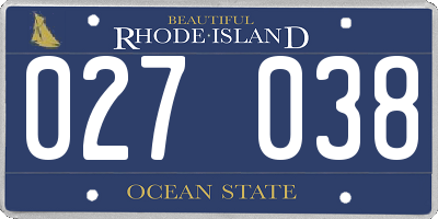 RI license plate 027038