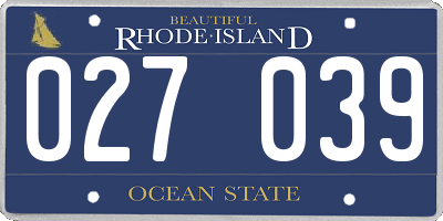 RI license plate 027039