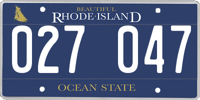 RI license plate 027047