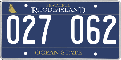 RI license plate 027062