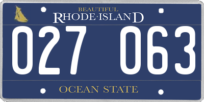 RI license plate 027063