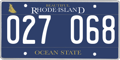 RI license plate 027068