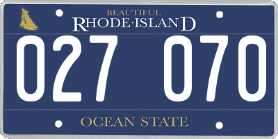 RI license plate 027070
