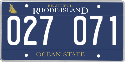 RI license plate 027071