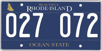 RI license plate 027072