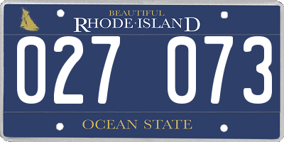 RI license plate 027073