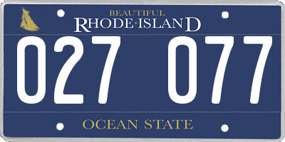 RI license plate 027077