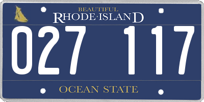 RI license plate 027117