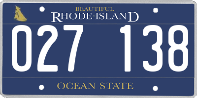 RI license plate 027138